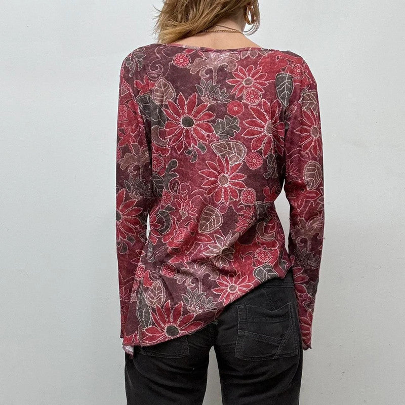 red flared asymmetric fairy top