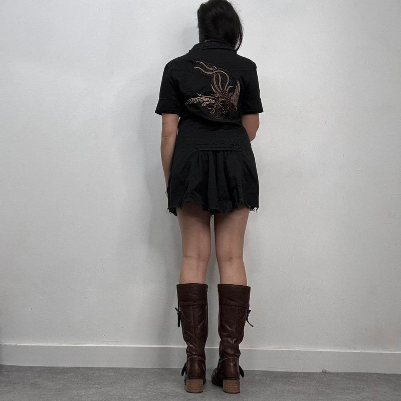 black cargo mini dress