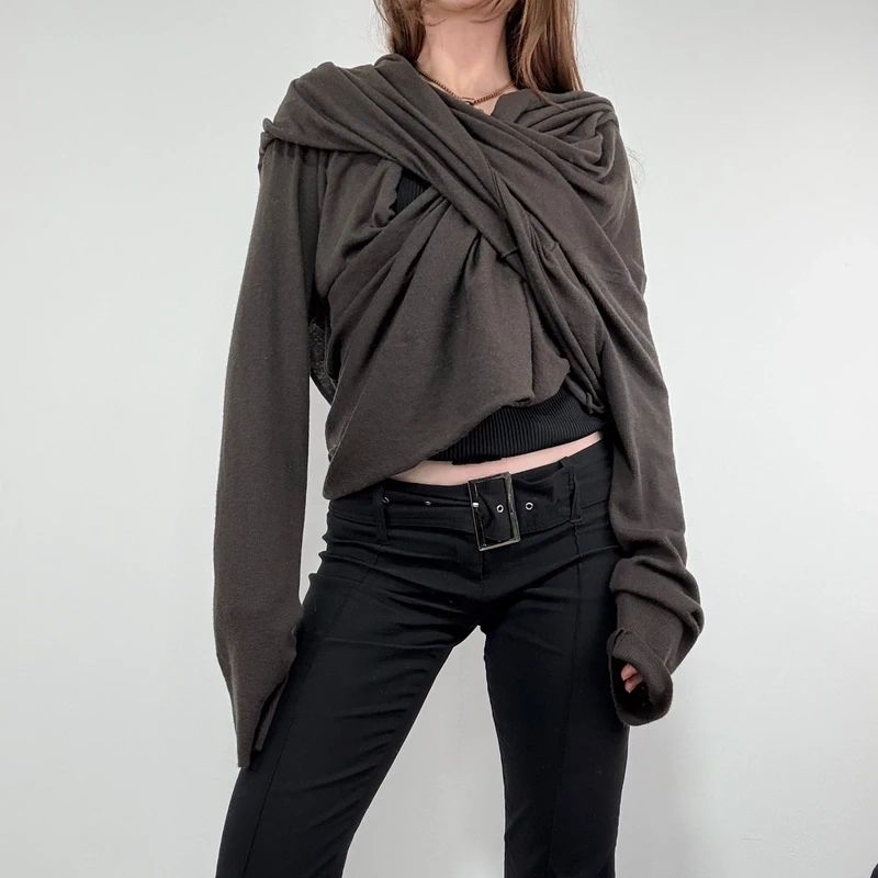 ultra slouchy asymmetric wrap cardigan