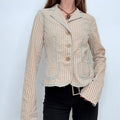 fitted pinstripe flared jacket