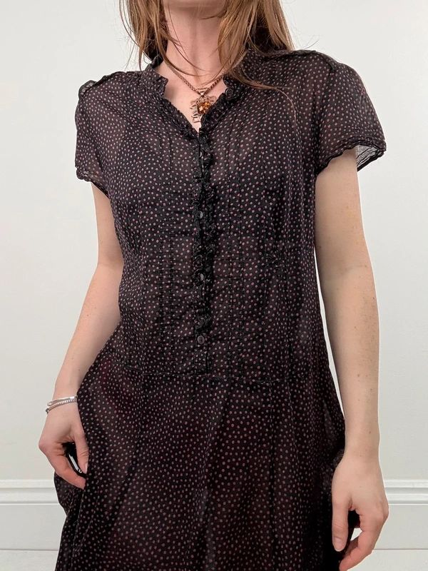 Sheer cotton polkadot babydoll dress