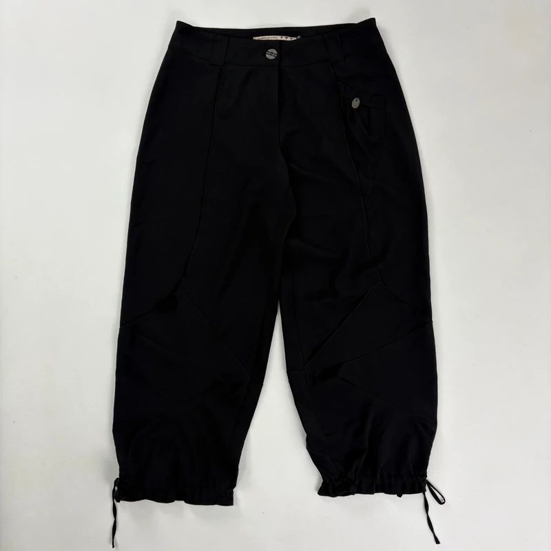 black pleated tech trousers