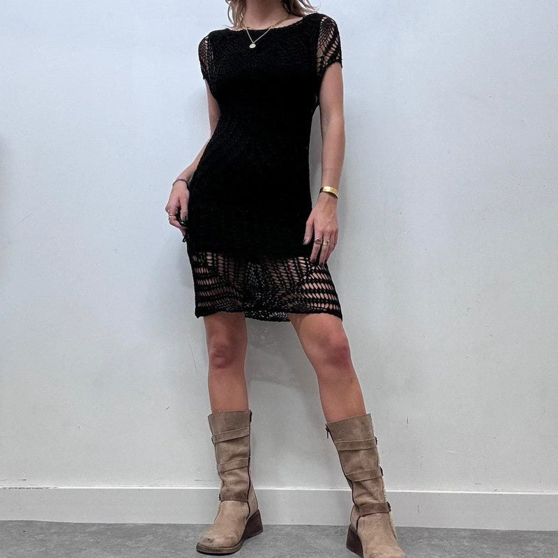 sheer layered crochet summer dress