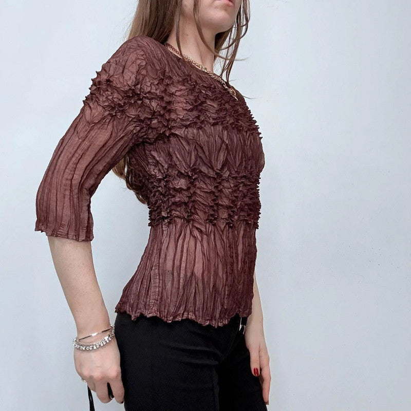 crinkle shibori textured top