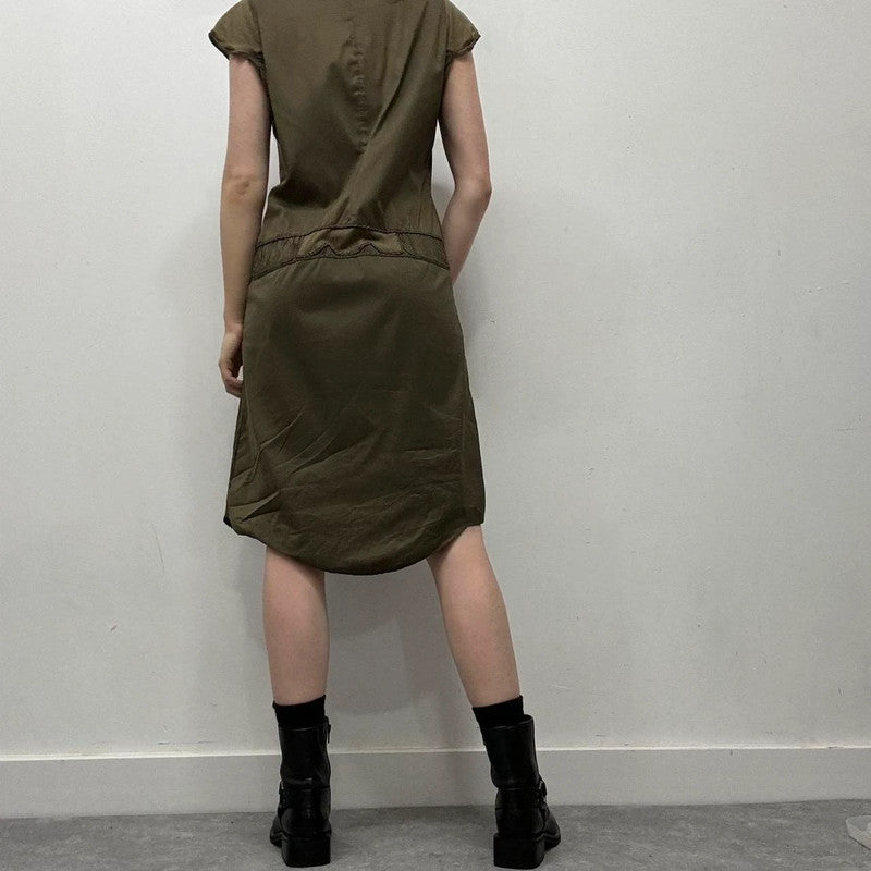 archival khaki button shirt dress