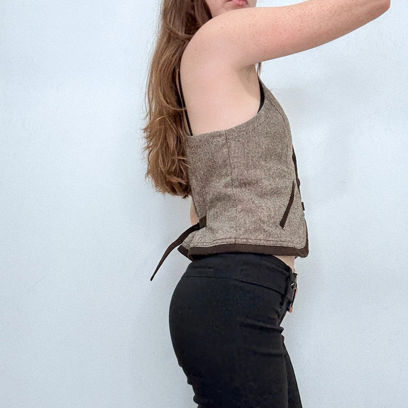 brown tweed vest waistcoat