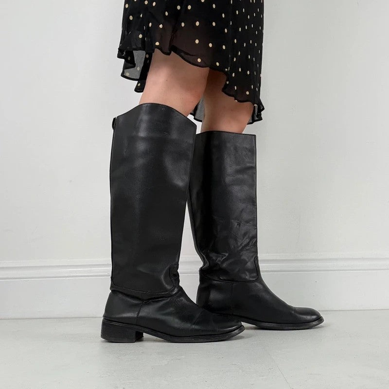 Valentino Black leather riding boots