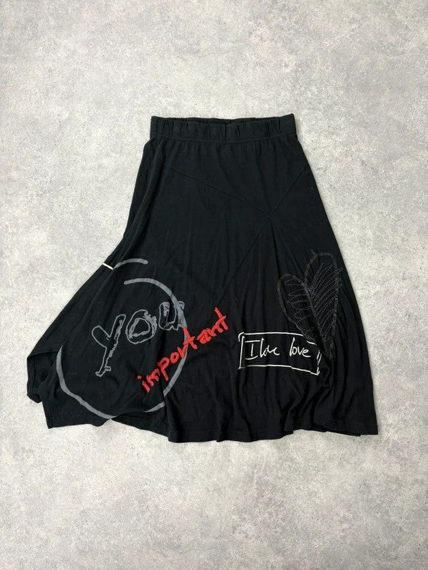 Black flared desigual midi skirt