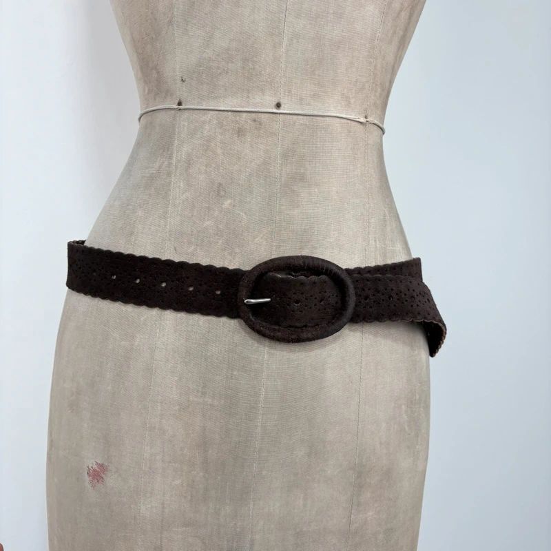 dark brown suede leather belt