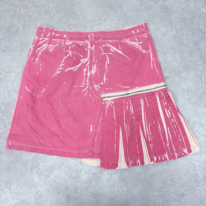 distressed asymmetric mini skirt