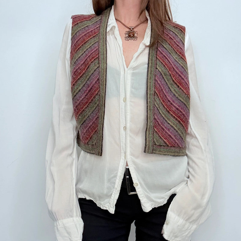boho wool tapestry cropped waistcoat