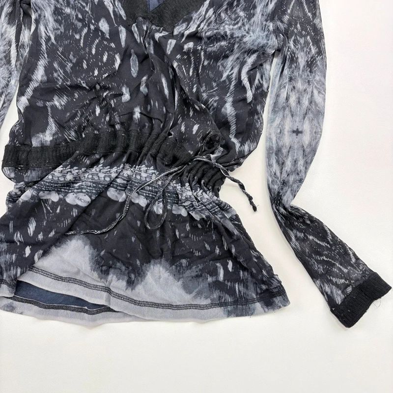 Slouchy wide neck Mohair printed Top