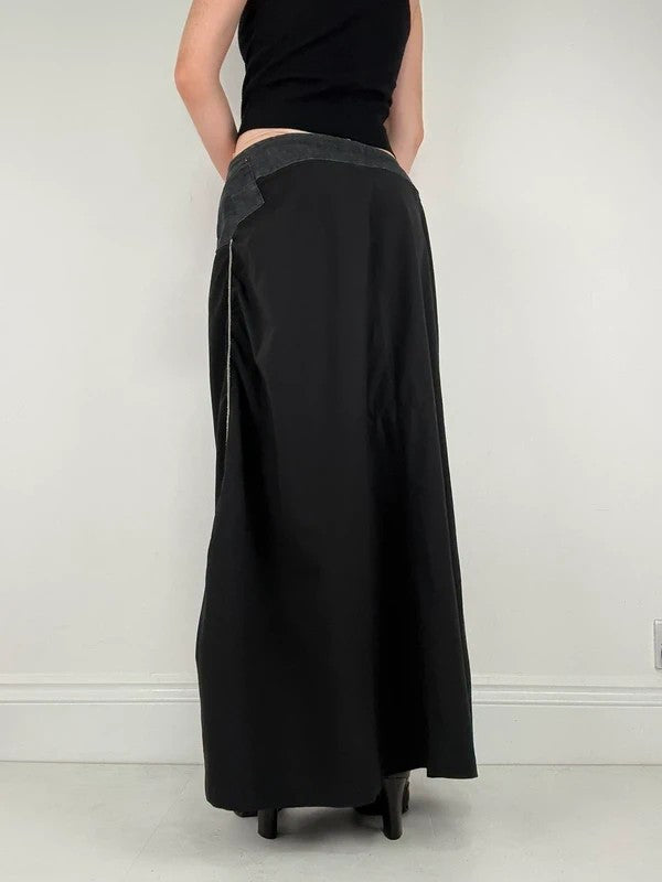 Black Cop Copine Paris maxi skirt with denim waistband