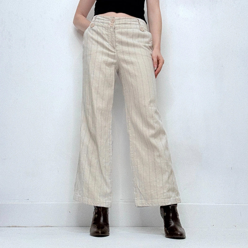 cream striped linen trousers