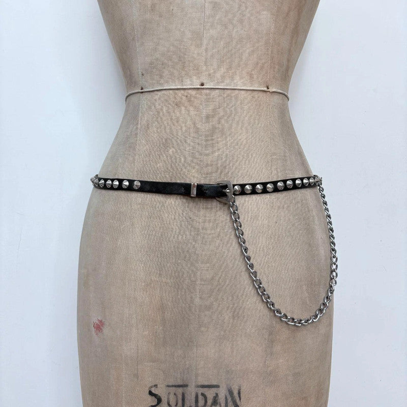 black studded punk chain belt