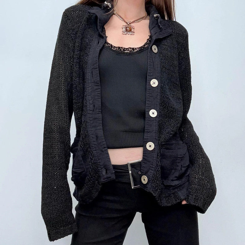black knit slouchy cardiagn
