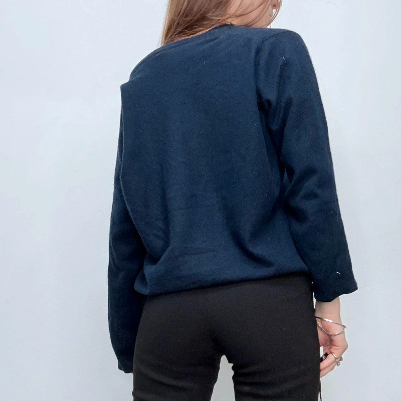 navy wool knitted slouchy jumper