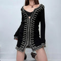 boho knitted military mini dress
