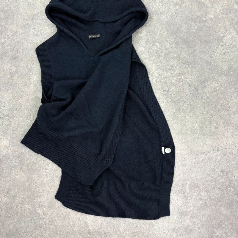 Navy knitted slouchy vest top