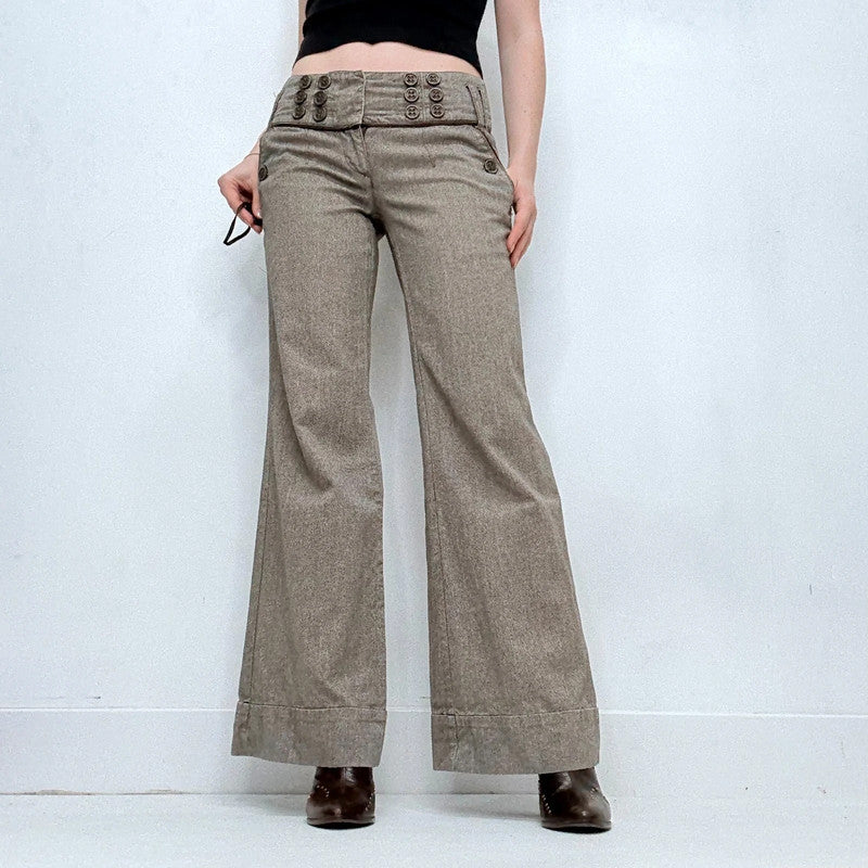 button corset waistband low rise suit pants
