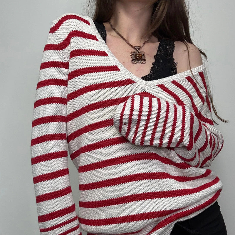 oversized slouchy striped knit jumper