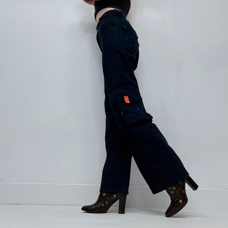 navy fitted flared Dior cargo pants
