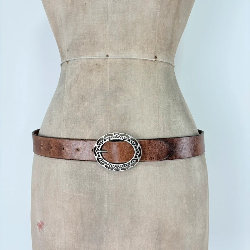 Tan leather western boho belt