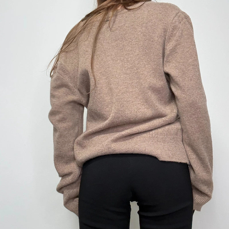 brown wool slouchy knit jumper