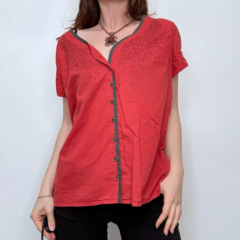 asymmetric red Cop Copine shirt