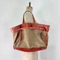 Slouchy oversized leather and canvas shoulder bag