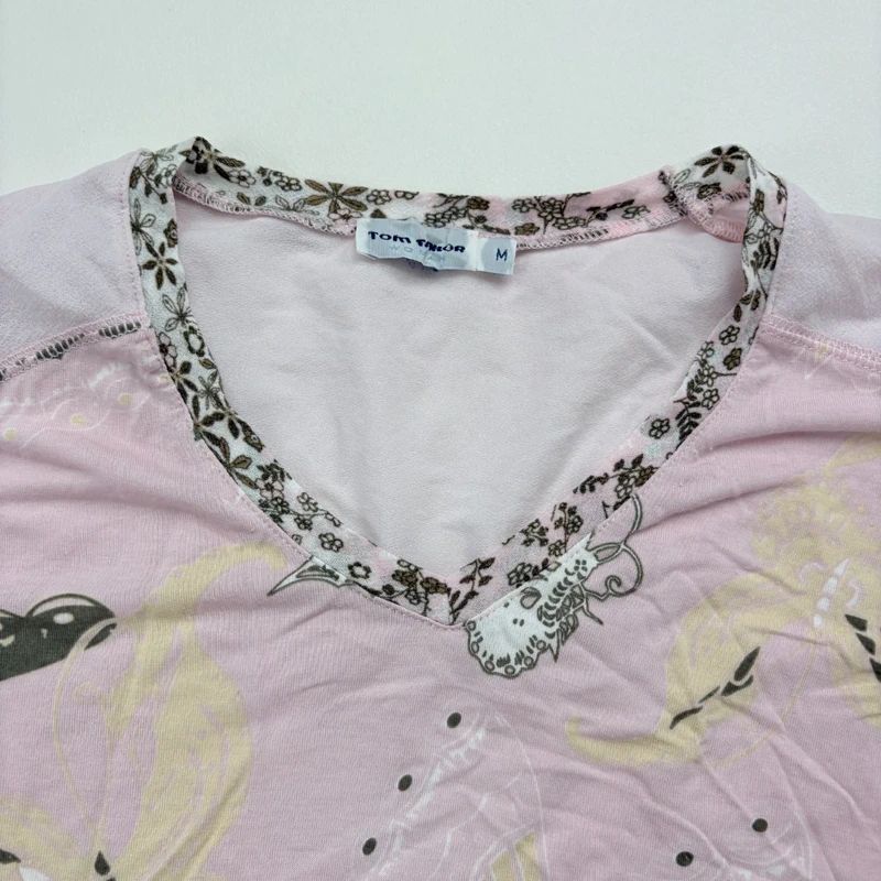 Vintage pastel pink floral long sleeve fairy t-shirt