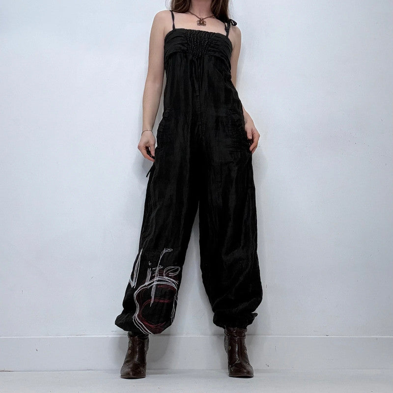 black puff balloon desigual jump suit