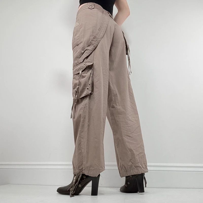 brown low rise tech trousers
