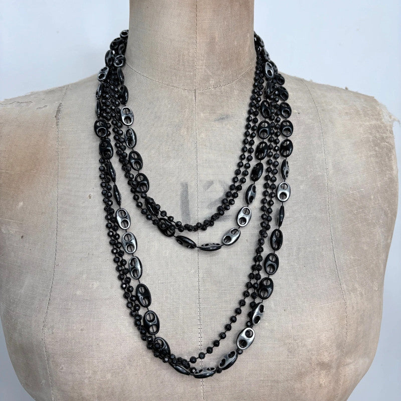 black long layered gothic chain necklace