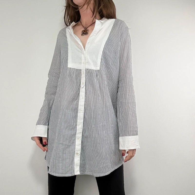pinstripe cotton long shirt