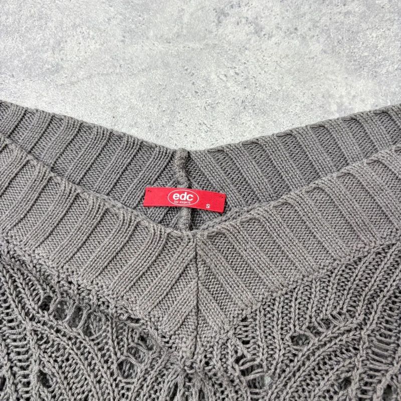 khaki lace knit off the shoulder slouchy jumper