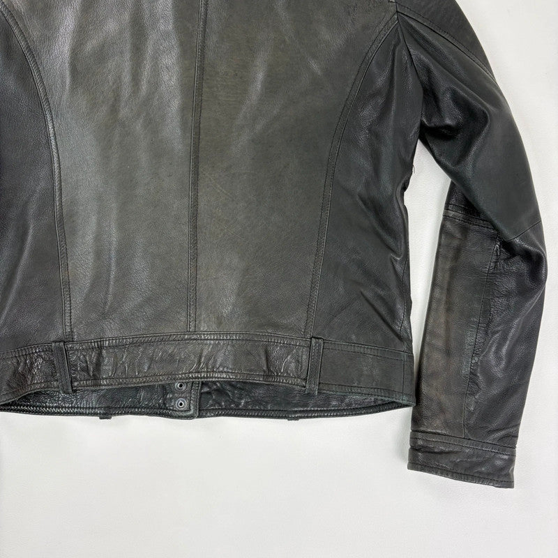 Massimo Dutti cropped distressed 100%leather