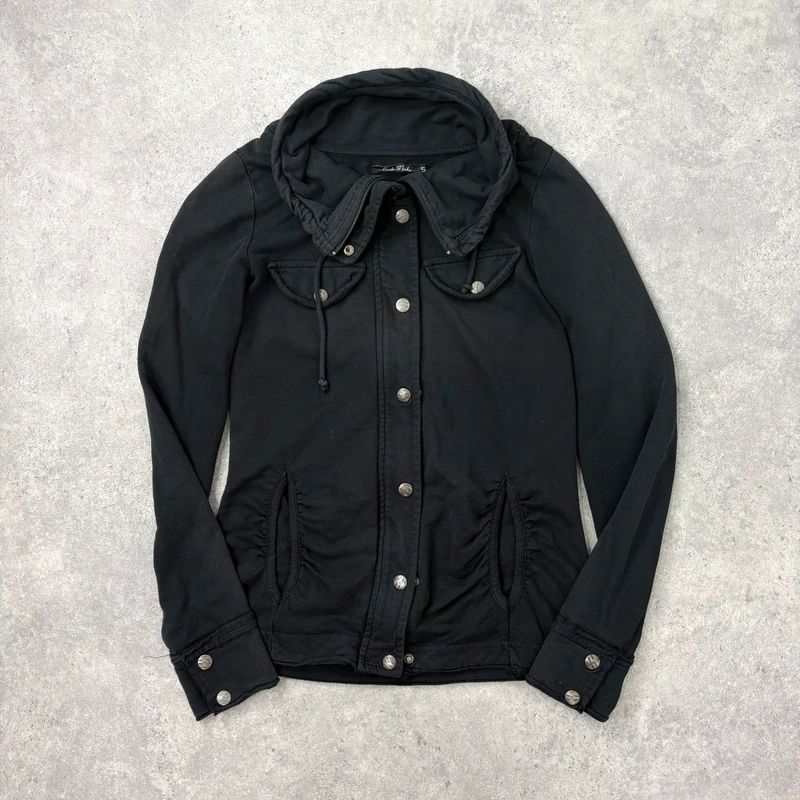Black high neck funnel jacket