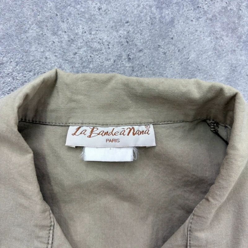 gathered khaki pleated shirt