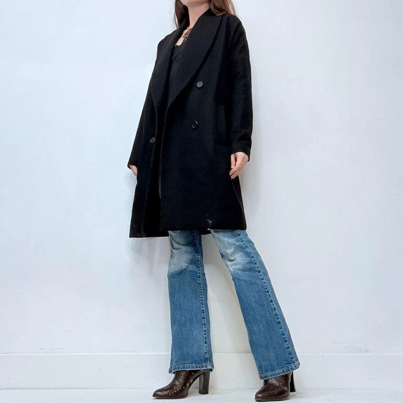 black wool allsaints slouchy peacoat