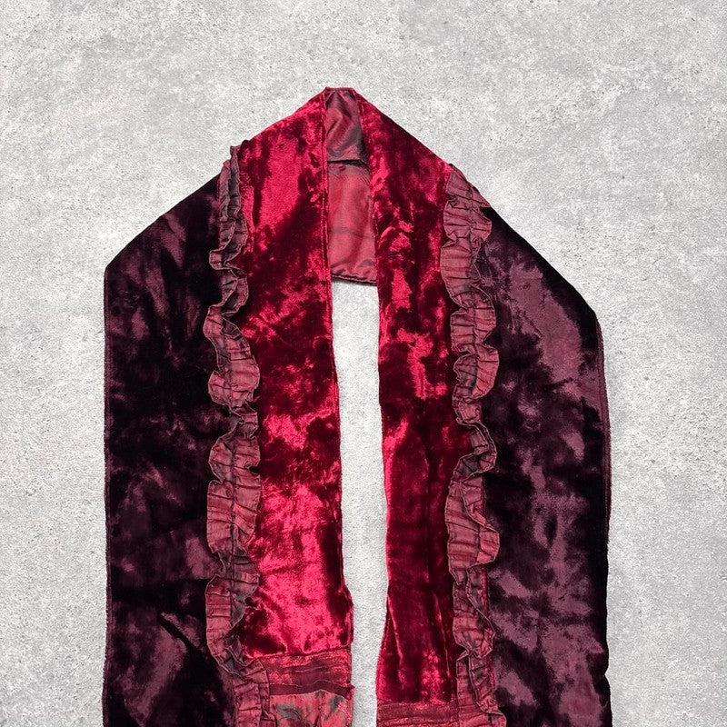 red velvet silk grunge scarf