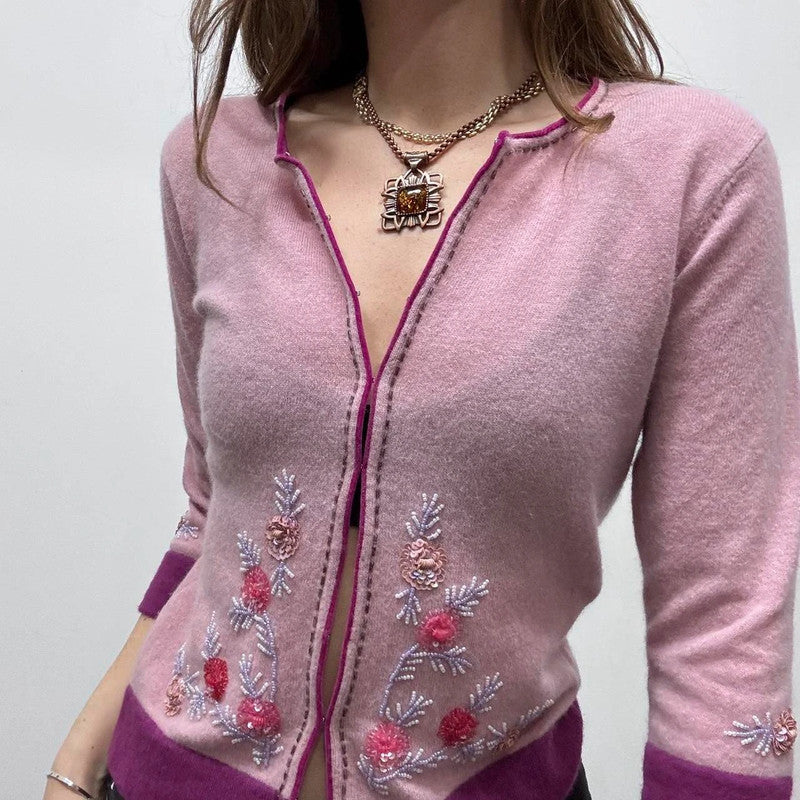 pink wool knitted fairy cardigan