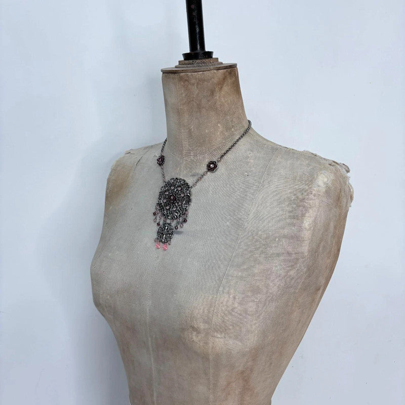 boho draped fairy silver necklace