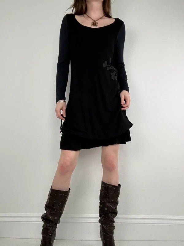 Cop Copine structured vintage black jersey midi dress