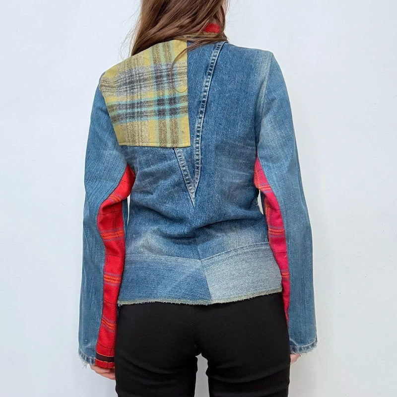 deconstructed flared jean handmade jacket