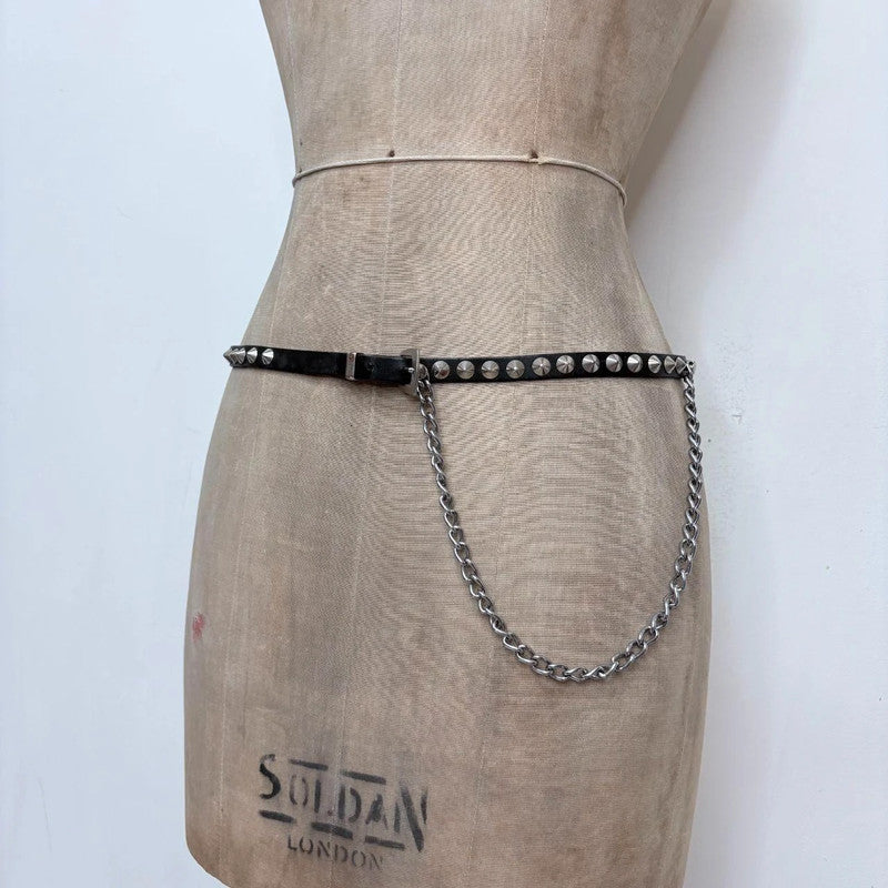 black studded punk chain belt