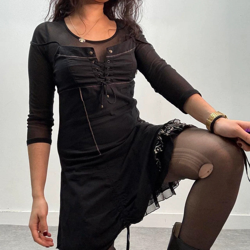 black grunge corset mini dress