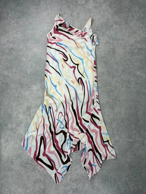 Ruffle multicoloured layered abstract asymmetrical dress