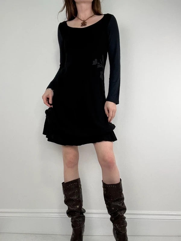 Cop Copine structured vintage black jersey midi dress