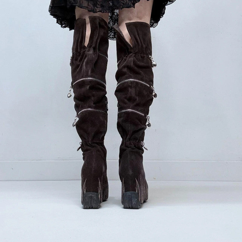 chunky platform pixie zipper boots
